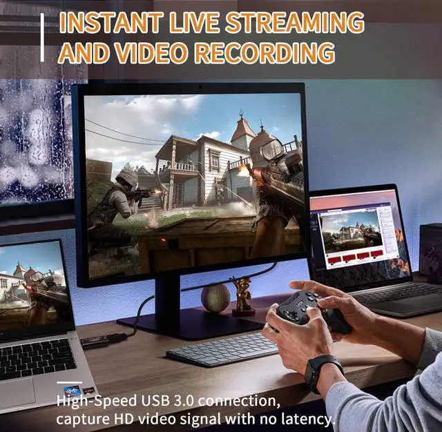 Alt view image 4 of 5 - HDMI Video Capture Card 1080P 60Hz USB 3.0 to HDMI Adapter, Live Streaming / Recording / Gaming, Plug-and-Play, No Driver Needed