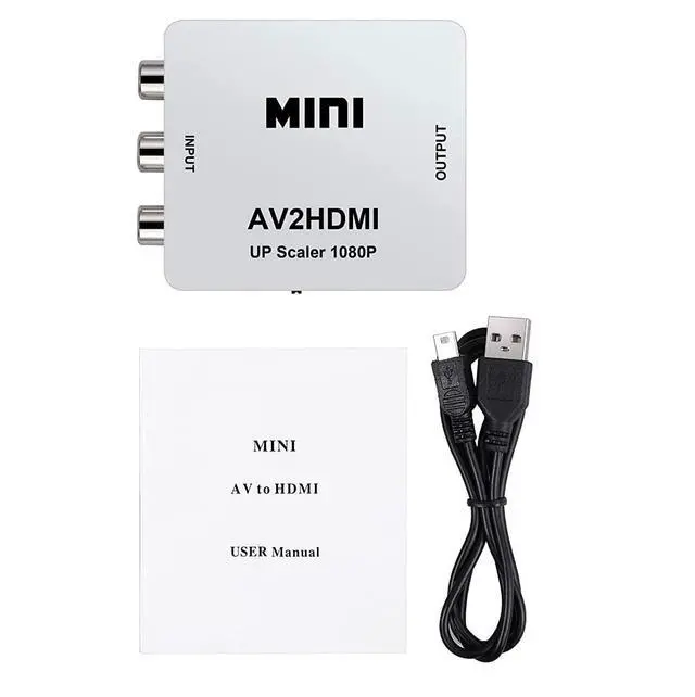 Alt view image 3 of 6 - AV to HDMI Video Converter 1080P 3-RCA Composite to HDMI Adapter for DVD / Game Console / Set-Top Box to HDTV / Monitor / Projector - white