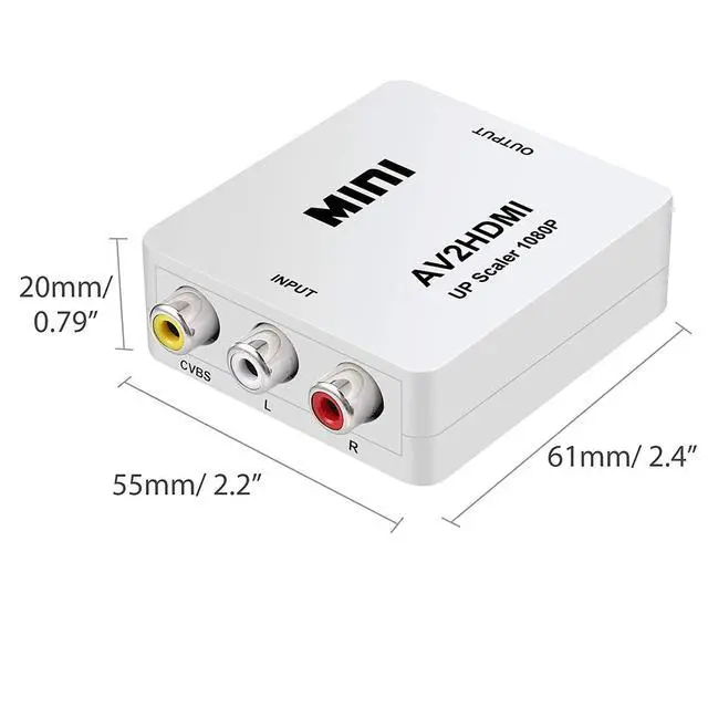 Alt view image 2 of 6 - AV to HDMI Video Converter 1080P 3-RCA Composite to HDMI Adapter for DVD / Game Console / Set-Top Box to HDTV / Monitor / Projector - white
