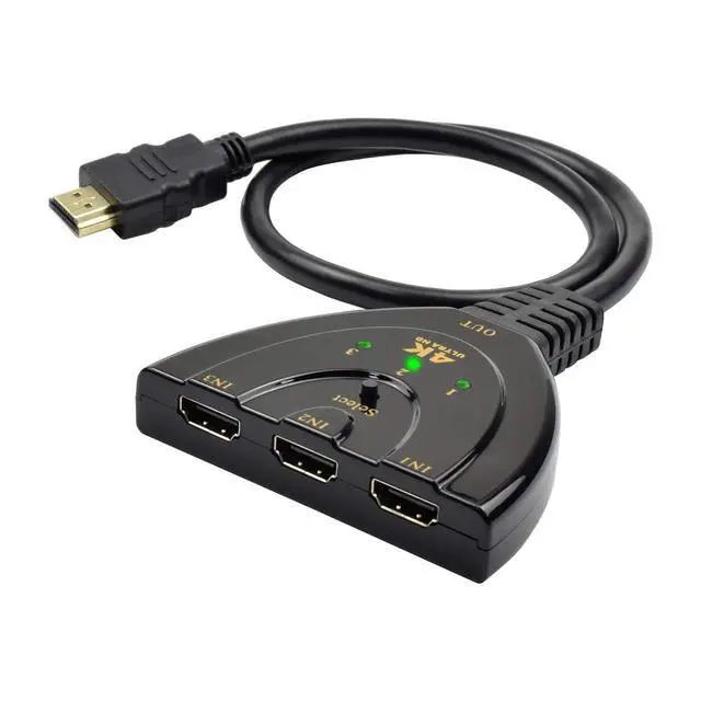 Alt view image 6 of 6 - HDMI Switch 4K, 3 Port HDMI Switcher Hub Splitter Support 4K 1080P 3D for PC Laptop, Xbox 360/One, PS4/PS3, Nintendo Switch, Blu-ray Player, Roku/Fire Stick - black