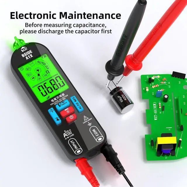 Alt view image 3 of 6 - Rechargeable Smart Pen-Type Multimeter Auto-Ranging, NCV Non-Contact Voltage Detection, 520V AC/DC, Capacitance/Resistance/Diode/Continuity Test - A1X