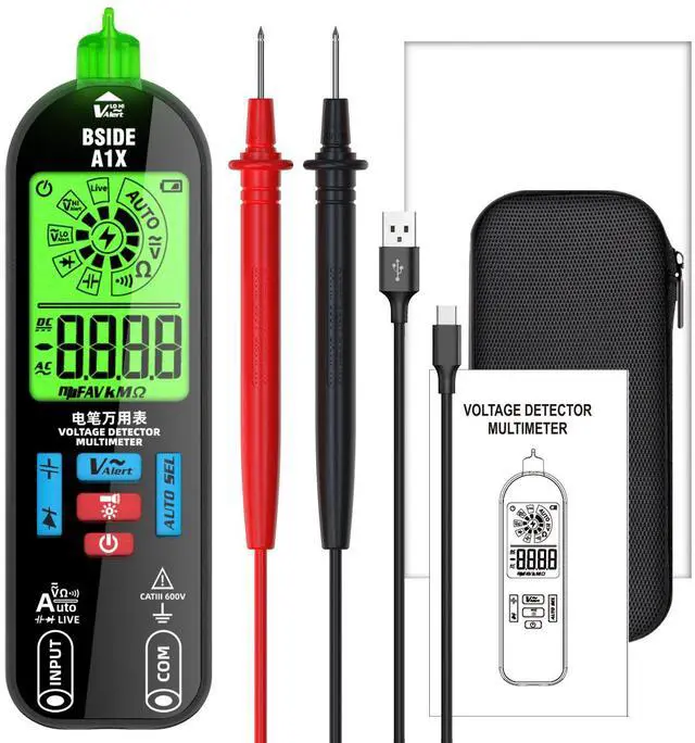 Main image of Rechargeable Smart Pen-Type Multimeter Auto-Ranging, NCV Non-Contact Voltage Detection, 520V AC/DC, Capacitance/Resistance/Diode/Continuity Test - A1X