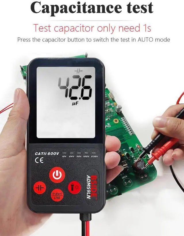 Alt view image 2 of 7 - Large Screen Intelligent Auto-Ranging Digital Multimeter Ultra-Slim Design, Smart Identification Technology, True RMS & Non-Contact Voltage Detection - ADMS9LN