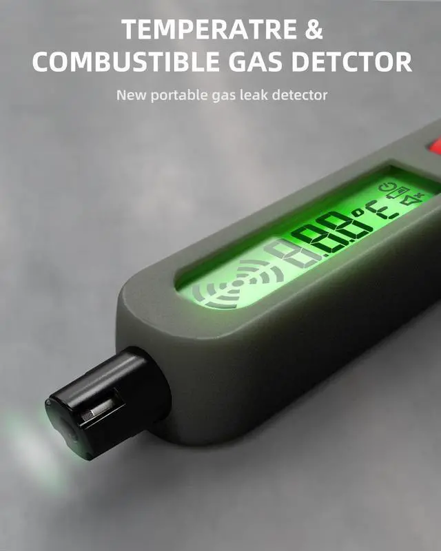 Alt view image 4 of 7 - Portable Rechargeable Combustible Gas Leak Detector Natural Gas / Methane / Propane / LPG Sniffer with Ambient Temperature Display, Audible/Visual/Vibration Alarms, USB Charging - G1