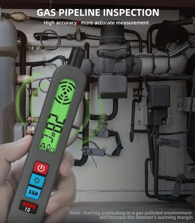 Alt view image 3 of 7 - Portable Rechargeable Combustible Gas Leak Detector Natural Gas / Methane / Propane / LPG Sniffer with Ambient Temperature Display, Audible/Visual/Vibration Alarms, USB Charging - G1