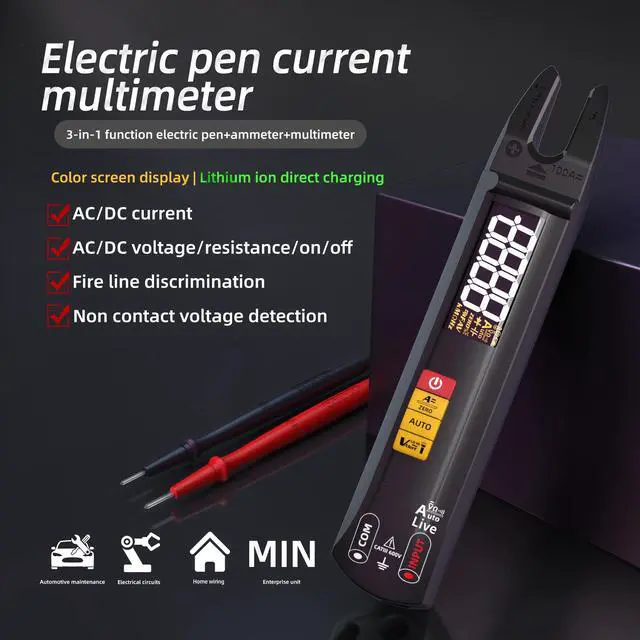 Alt view image 2 of 7 - High-Precision U-Type Fork Clamp Meter Smart AC/DC Ammeter, Auto-Ranging Digital Multimeter with True-RMS, NCV Voltage Detection & Phase/Live Wire Test