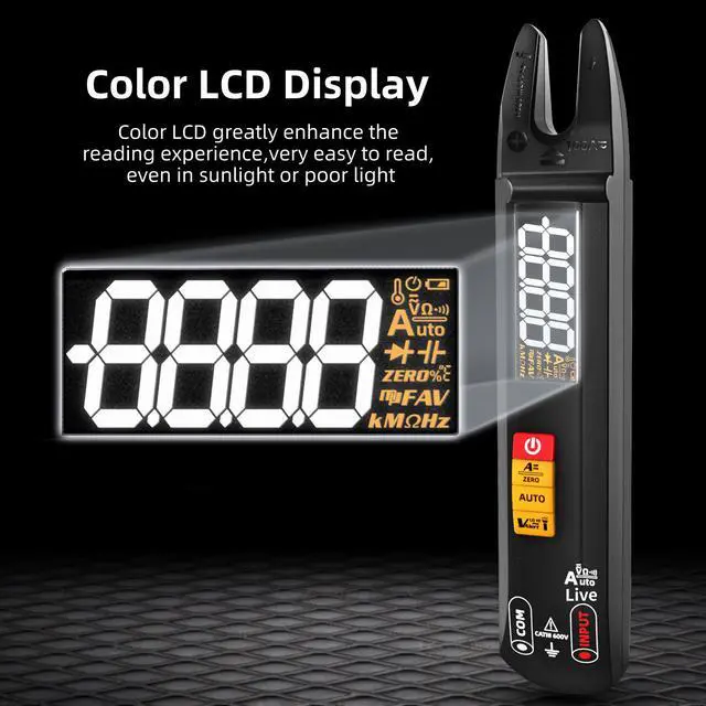 Alt view image 7 of 7 - High-Precision U-Type Fork Clamp Meter Smart AC/DC Ammeter, Auto-Ranging Digital Multimeter with True-RMS, NCV Voltage Detection & Phase/Live Wire Test