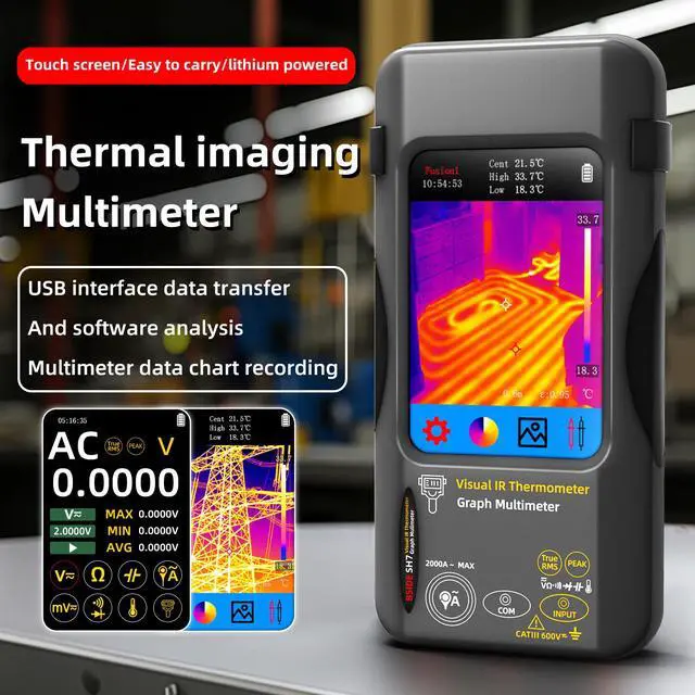 Alt view image 2 of 7 - SH7 Thermal Imaging Multimeter Handheld Touchscreen High-Precision Thermometer for Electrical / Home Renovation / Floor Heating Detection