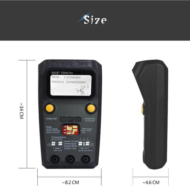 Alt view image 7 of 7 - ESR02 Pro Multifunctional Transistor Tester, M328 Smart Component Tester for Resistance, Capacitance, Inductance, ESR, MOSFET, and Diode Detection - black