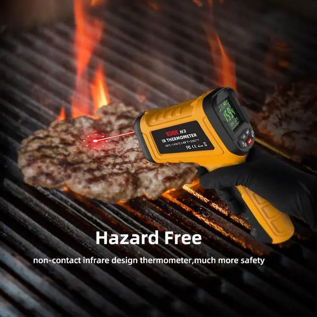 Alt view image 5 of 7 - H3 High-Temperature Infrared Thermometer -50°C to 1400°C, 50:1 Distance-to-Spot Ratio, Non-Contact Temperature Gun with Adjustable Emissivity