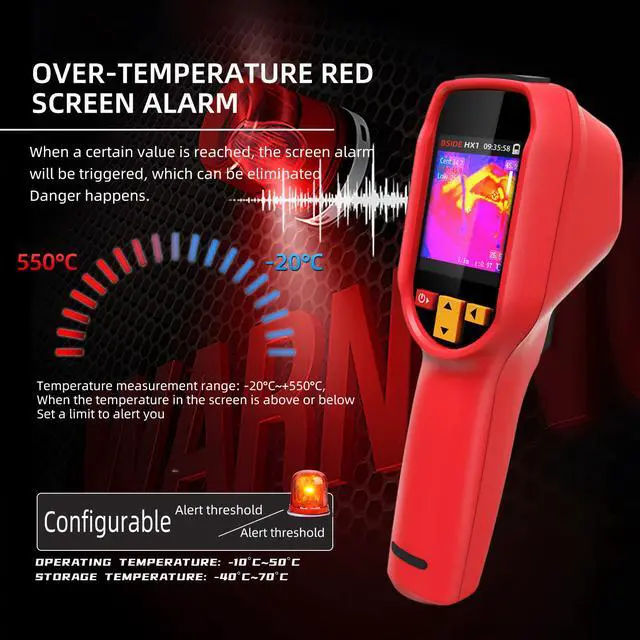Alt view image 2 of 6 - HX1 Infrared Thermal Imaging Camera Non-Contact HVAC & Electrical Tester, Floor Heating Leak Detector, 1.5m Drop Protection, 30,000 Image Storage