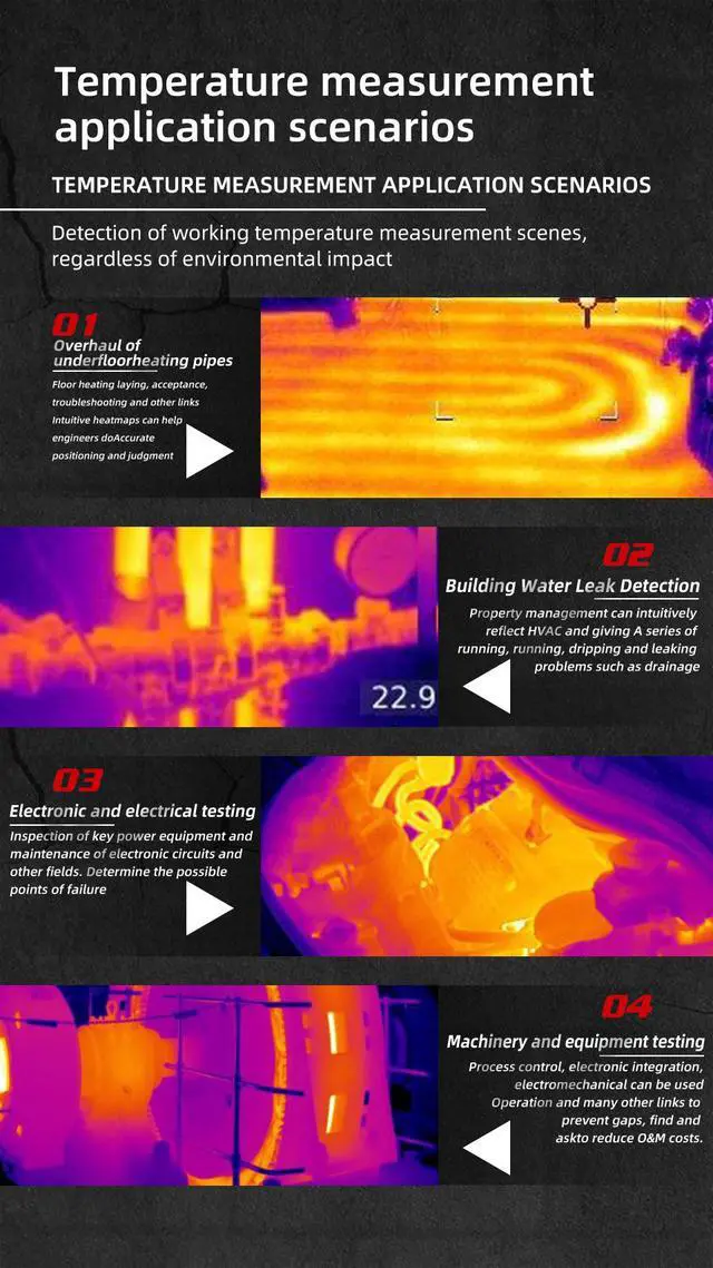 Alt view image 6 of 6 - HX1 Infrared Thermal Imaging Camera Non-Contact HVAC & Electrical Tester, Floor Heating Leak Detector, 1.5m Drop Protection, 30,000 Image Storage