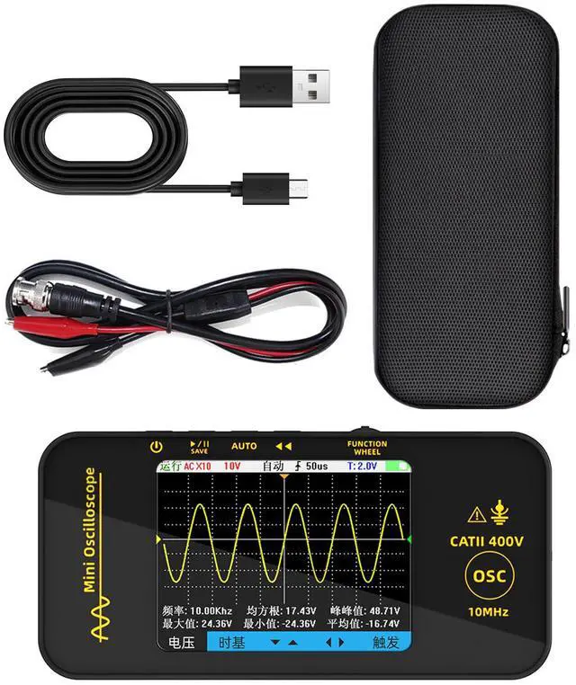 Main image of OT3 10MHz Portable Digital Oscilloscope Single-Channel Mini Tablet Scope, 48MSa/s Real-Time Sampling, 3.2" TFT Screen, USB-C Rechargeable, for Automotive/Field/DIY Repair