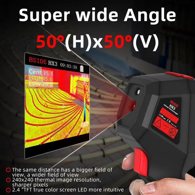 Alt view image 5 of 7 - HX3 Portable Thermal Imaging Camera Non-Contact High-Temp Tester, 3-Point Temperature Measurement, Auto Hot/Cold Tracking, 30,000 Image Storage