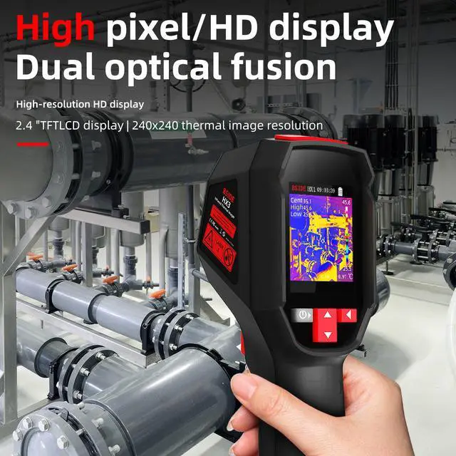 Alt view image 3 of 7 - HX3 Portable Thermal Imaging Camera Non-Contact High-Temp Tester, 3-Point Temperature Measurement, Auto Hot/Cold Tracking, 30,000 Image Storage
