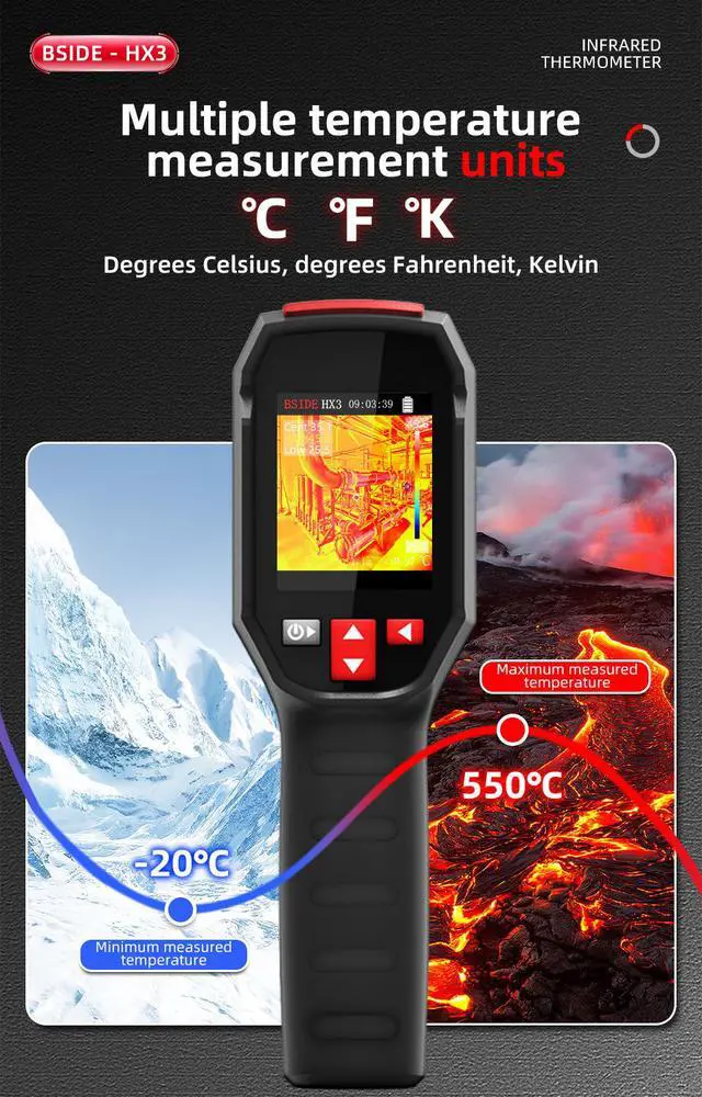 Alt view image 6 of 7 - HX3 Portable Thermal Imaging Camera Non-Contact High-Temp Tester, 3-Point Temperature Measurement, Auto Hot/Cold Tracking, 30,000 Image Storage