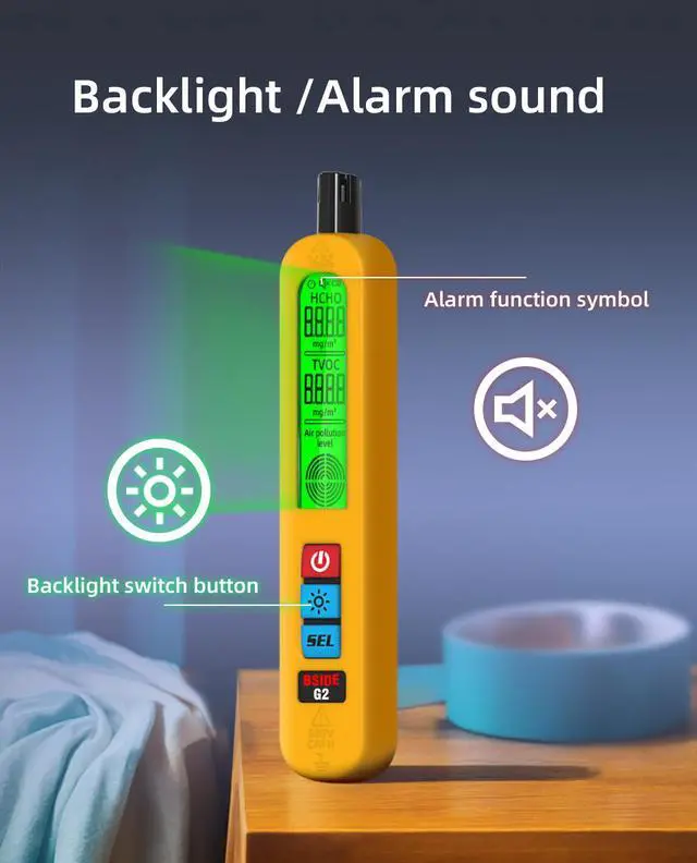 Alt view image 4 of 6 - G2 Air Quality Meter Rechargeable HCHO/TVOC Detector with Visual & Audible Alarm, Carrying Bag for Home/Office/Furniture Inspection