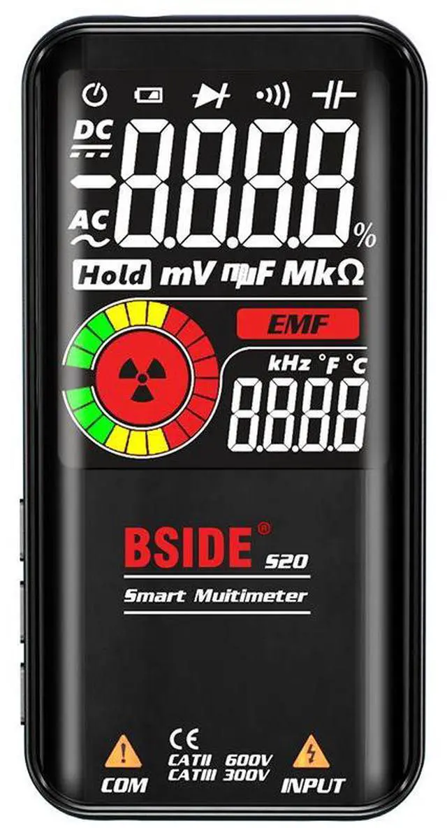 Alt view image 2 of 7 - S20 Intelligent Tester with Electromagnetic Radiation Detection 3.5" Color LCD, AC/DC Voltage, Resistance, Capacitance, Frequency, Diode, Continuity Test