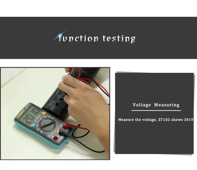Alt view image 6 of 7 - High-Accuracy ZT102 Digital Multimeter Auto-Ranging, True RMS, 6000 Counts, AC/DC Voltage Current Resistance Capacitance Frequency Temperature Tester