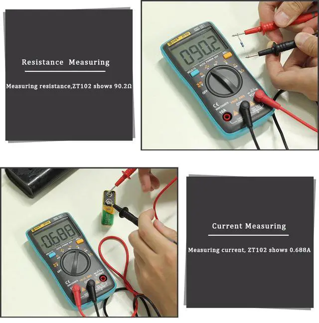 Alt view image 7 of 7 - High-Accuracy ZT102 Digital Multimeter Auto-Ranging, True RMS, 6000 Counts, AC/DC Voltage Current Resistance Capacitance Frequency Temperature Tester
