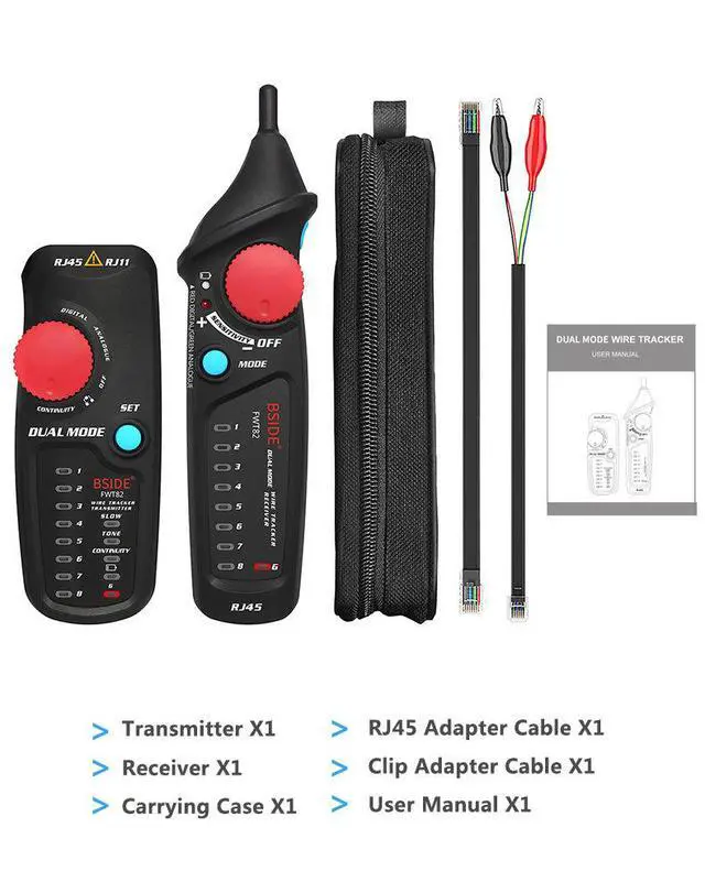 Alt view image 7 of 7 - FWT82 Dual-Mode Digital & Analog Network Cable Tracker RJ45/RJ11 Wire Tester, Anti-Interference, Line Finder & Continuity Tester for LAN/Telephone