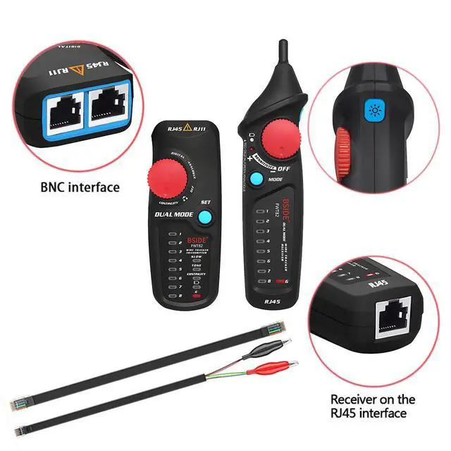 Alt view image 3 of 7 - FWT82 Dual-Mode Digital & Analog Network Cable Tracker RJ45/RJ11 Wire Tester, Anti-Interference, Line Finder & Continuity Tester for LAN/Telephone