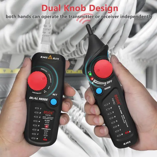 Alt view image 2 of 7 - FWT82 Dual-Mode Digital & Analog Network Cable Tracker RJ45/RJ11 Wire Tester, Anti-Interference, Line Finder & Continuity Tester for LAN/Telephone