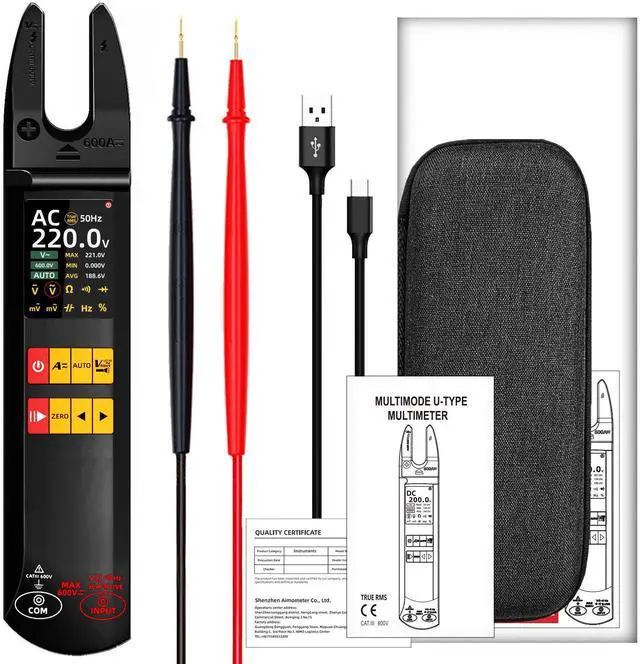 Main image of U5 Intelligent Fork Clamp Multimeter 600A AC/DC Current Tester, Auto-Ranging, NCV, Live Wire Detection, Temperature Measurement, Type-C Rechargeable