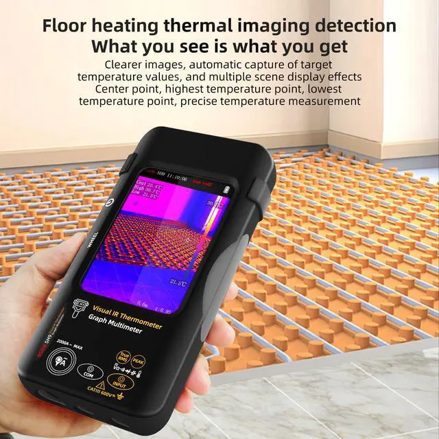 Alt view image 3 of 7 - SH9A Thermal Imaging Multimeter 320×428 IR Resolution, 3.98" Touchscreen, 20000 Counts True RMS, AC/DC 10A, for Electrical / Floor Heating / HVAC / PCB Repair