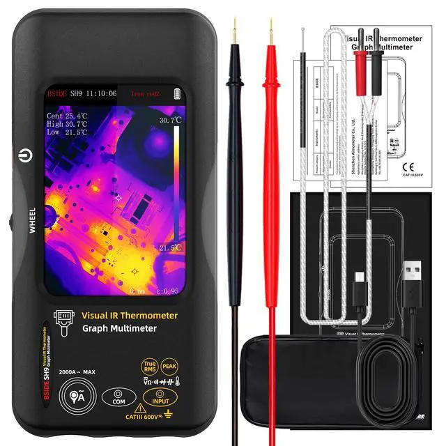 Alt view image 2 of 7 - SH9A Thermal Imaging Multimeter 320×428 IR Resolution, 3.98" Touchscreen, 20000 Counts True RMS, AC/DC 10A, for Electrical / Floor Heating / HVAC / PCB Repair