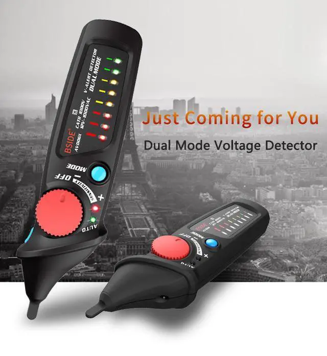Alt view image 5 of 7 - AVD06X Smart Non-Contact Voltage Tester Pen Dual Mode (Auto/Manual), 12-1000V AC, Adjustable Sensitivity, 8 LED Indicators, Live/Neutral Wire & Breakpoint Detection