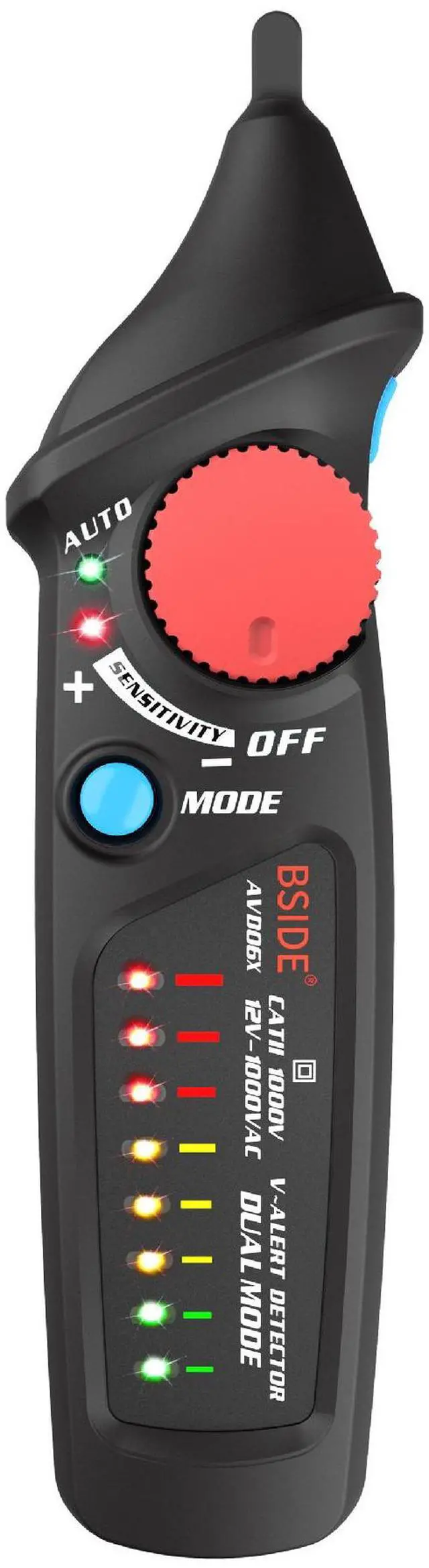 Main image of AVD06X Smart Non-Contact Voltage Tester Pen Dual Mode (Auto/Manual), 12-1000V AC, Adjustable Sensitivity, 8 LED Indicators, Live/Neutral Wire & Breakpoint Detection
