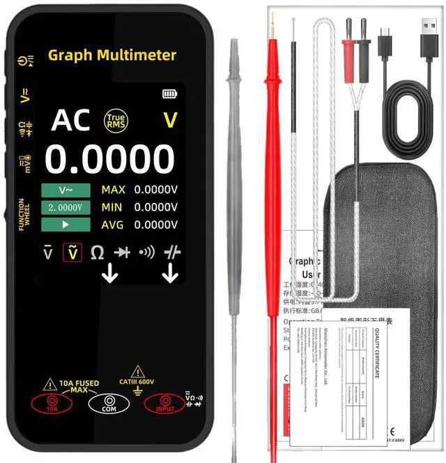 Main image of S500 High-Precision Digital Graphic Recording Multimeter 20000 Counts, Color Screen, True RMS, 1000V/10A, Data Logging Graph Mode