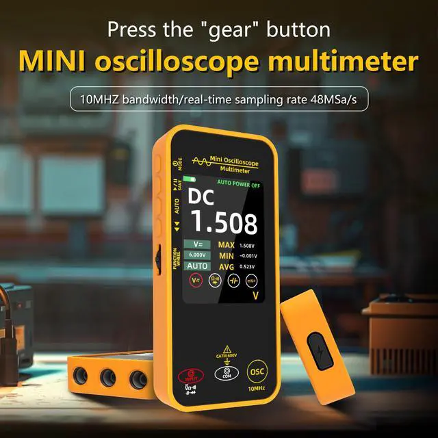 Alt view image 3 of 6 - Handheld Mini Oscilloscope Multimeter OS1 Single Channel 10MHz, Multifunctional Rechargeable Smart Anti-Burn Tester with 3.2" TFT Display