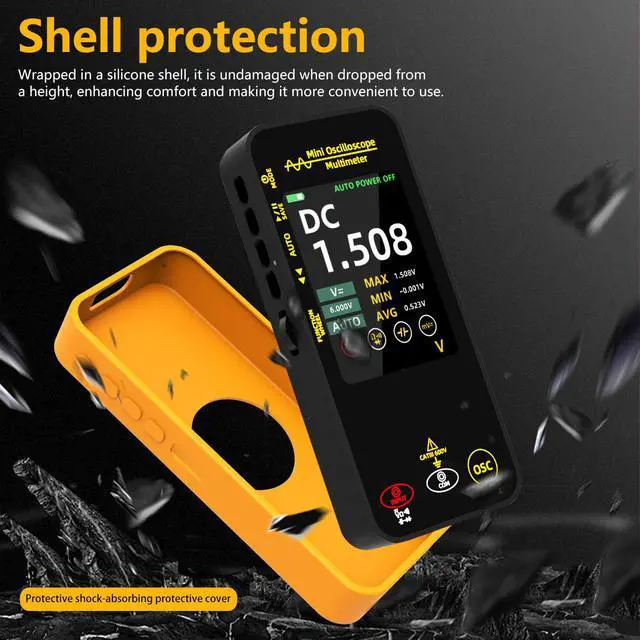 Alt view image 4 of 6 - Handheld Mini Oscilloscope Multimeter OS1 Single Channel 10MHz, Multifunctional Rechargeable Smart Anti-Burn Tester with 3.2" TFT Display