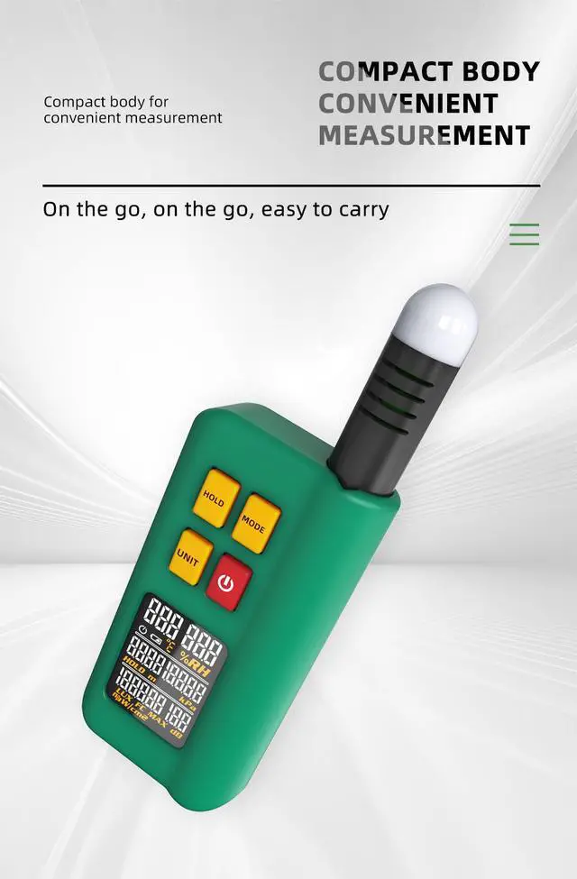 Alt view image 5 of 6 - GX1 Integrated Environment Detector 6-in-1 Temperature, Humidity, Lux Meter, Noise, Altitude & Barometric Pressure Tester, LCD Display, Rechargeable