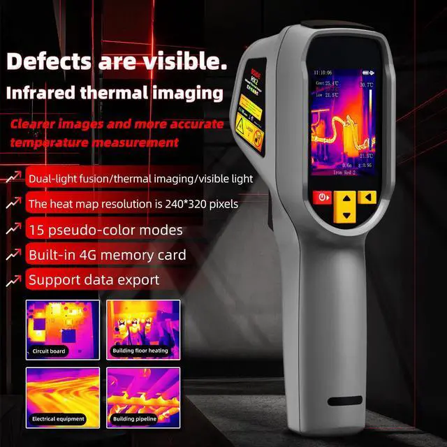 Alt view image 2 of 7 - HX2 Handheld Thermal Imaging Camera Dual-Band Fusion with Visible Light, 240×320 IR Resolution, High-Resolution Thermal Imager, Electrical & Pipeline Inspection Tester