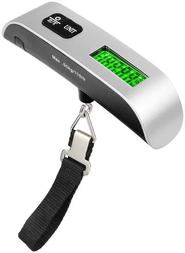 Main image of Mini Digital Luggage Scale Portable Handheld Weight Scale with Hook, 50kg Max Capacity, LCD Backlit Display, Ideal for Suitcase/Box/Parcel Weighing