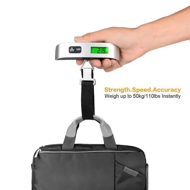 Alt view image 4 of 6 - Mini Digital Luggage Scale Portable Handheld Weight Scale with Hook, 50kg Max Capacity, LCD Backlit Display, Ideal for Suitcase/Box/Parcel Weighing