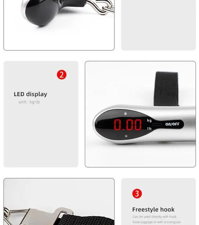 Alt view image 5 of 6 - Portable Handheld Electronic Scale 50kg Compact Mini Weighing Scale for Luggage, Food, Grocery, Parcel & Travel