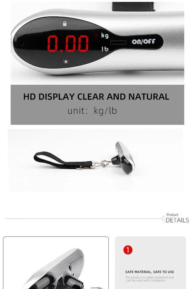 Alt view image 4 of 6 - Portable Handheld Electronic Scale 50kg Compact Mini Weighing Scale for Luggage, Food, Grocery, Parcel & Travel