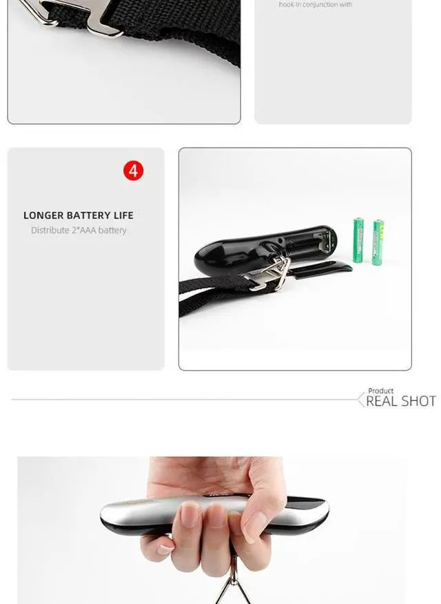 Alt view image 6 of 6 - Portable Handheld Electronic Scale 50kg Compact Mini Weighing Scale for Luggage, Food, Grocery, Parcel & Travel