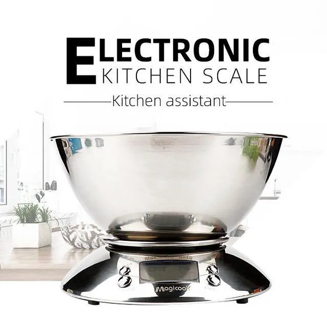 Alt view image 3 of 7 - 5kg/1g Stainless Steel Kitchen Scale with Mixing Bowl High-Precision Digital Food Scale, Smart Timer Function for Baking & Cooking, Household Use