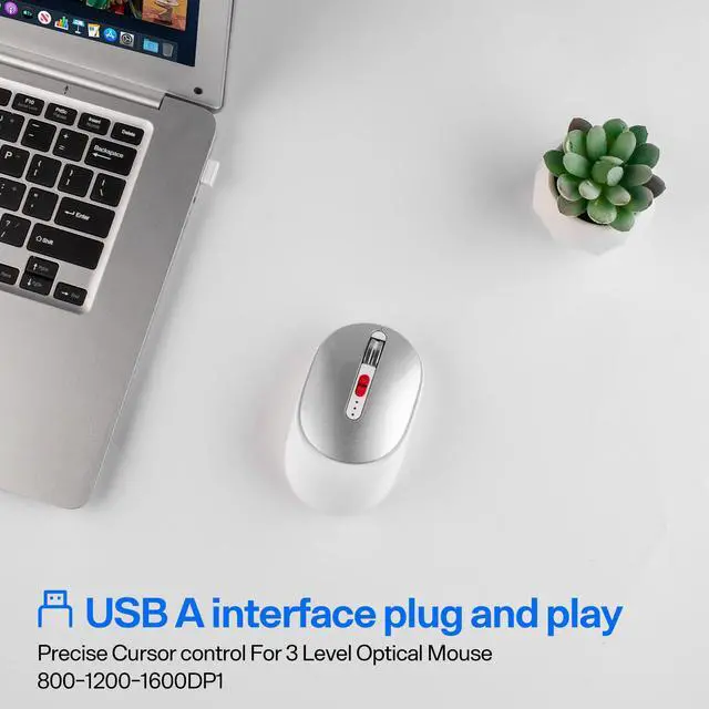 Alt view image 6 of 6 - Tri-Mode Wireless Mouse with Battery Indicator One-Key Return Desktop, Silent Rechargeable Mouse for Laptop/PC/Mac