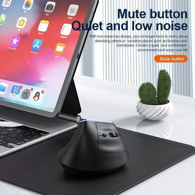 Alt view image 3 of 6 - RGB Rechargeable Vertical Mouse Bluetooth + 2.4G Dual-Mode Wireless, Ergonomic Handshake Grip, 6 Silent Buttons, Adjustable DPI, USB-C Charging