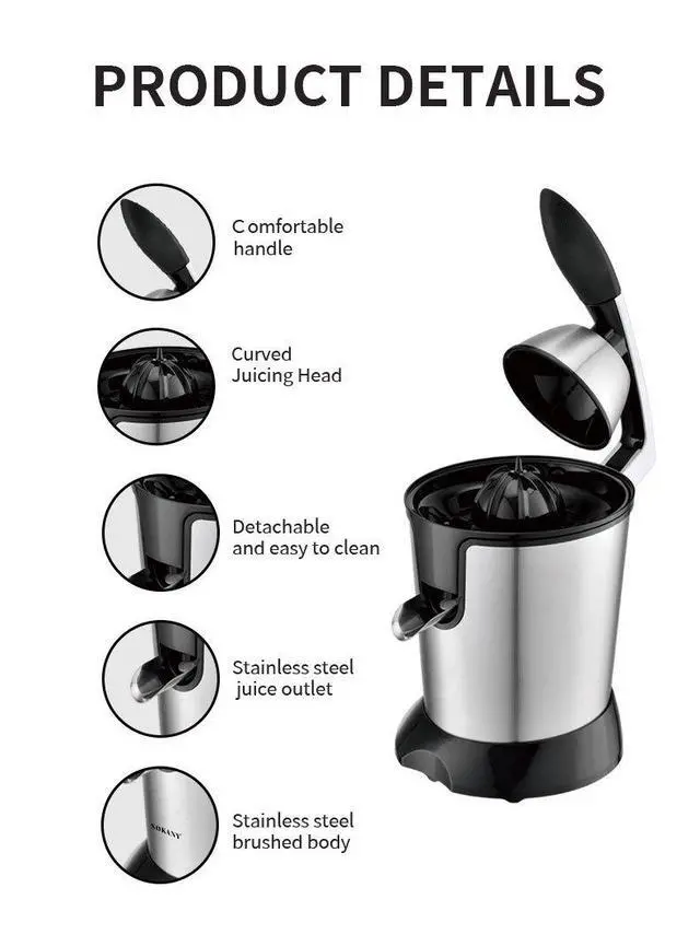 Alt view image 6 of 7 - US Standard 110V Household Stainless Steel Juicer Lemon Orange Pulp Juice Separator, Food-Grade Stainless Steel, Electric Juicer Machine for Home Use