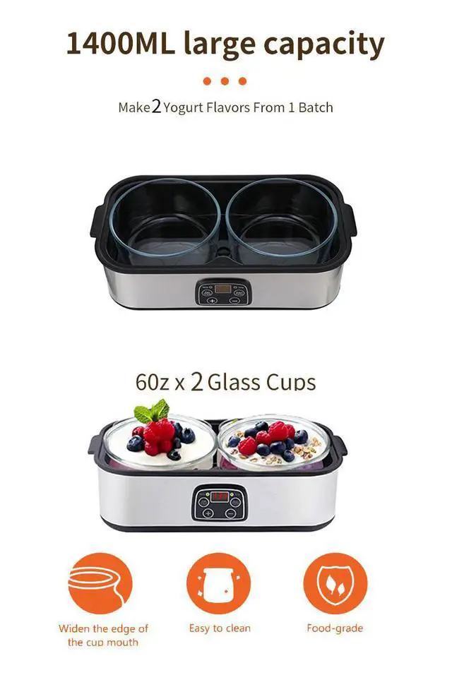 Alt view image 6 of 7 - Fully Automatic 2L Yogurt Maker Multi-Function Fermenter for Smoothies, Jam, Ice Cream & Pudding, Family-Size Homemade Yogurt Machine