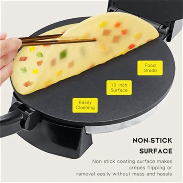 Alt view image 3 of 7 - Multi-Function Roti & Pancake Maker Double-Sided Heating, Non-Stick Cooking Surface for Pizza, Crepes, Wraps & Flatbreads