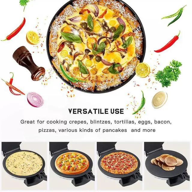 Alt view image 2 of 7 - Multi-Function Roti & Pancake Maker Double-Sided Heating, Non-Stick Cooking Surface for Pizza, Crepes, Wraps & Flatbreads