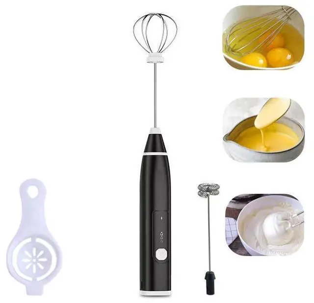 Main image of Rechargeable Handheld Electric Milk Frother Portable Coffee Creamer & Drink Mixer with Stainless Steel Whisk, USB Charging